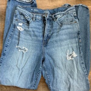 a.n.a Women's Straight Leg Distressed Light Blue Jeans